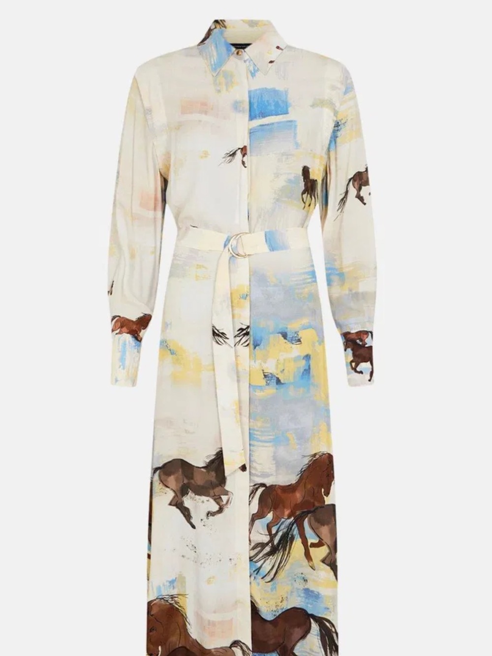 Karen Millen Multicolor Horse Print Collared Blouse
